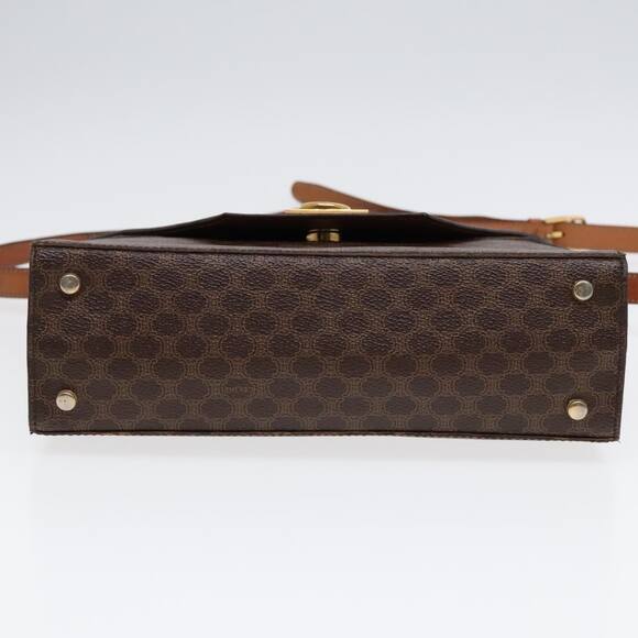 CELINE Macadam Canvas Shoulder Bag Pvc Leather Brown Gold - Picture 9 of 13